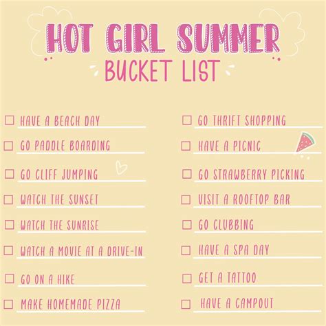 Hot girl summer bucket list